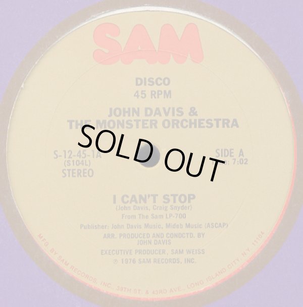 画像1: John Davis & The Monster Orchestra - I Can't Stop/I Get A Kick  12"