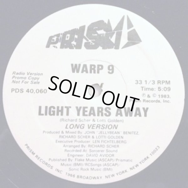 画像1: Warp 9 - Light Years Away (Long 5:09/Short 4:35)  12"