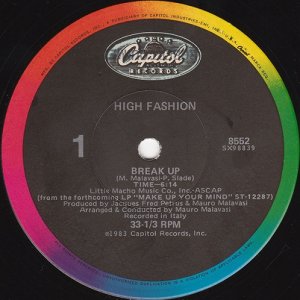 画像: High Fashion - Break Up/When The Lover Strikes  12"  