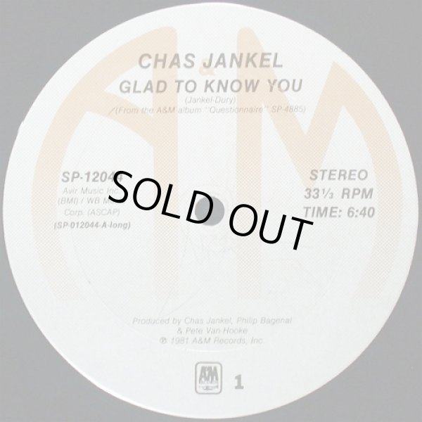 画像1: Chas Jankel - Glad To Know You/3,000,000 Synths/Ai No Corrida  12"