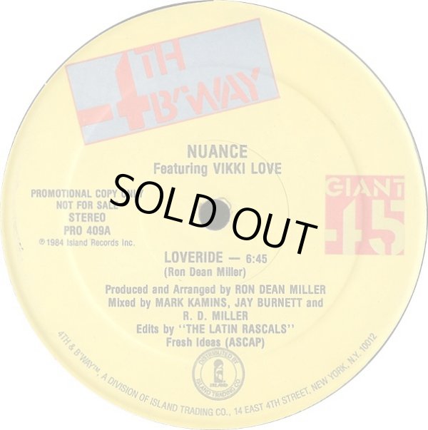 画像1: Nuance Featuring Vikki Love - Loveride (3Vers Promo)  12" 