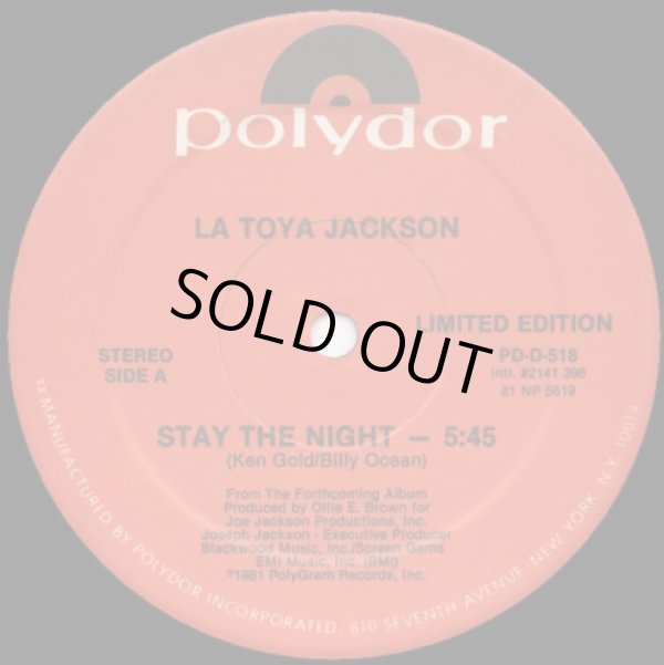 画像1: La Toya Jackson‎ - Stay The Night/Camp Kuchi Kaiai  12" 