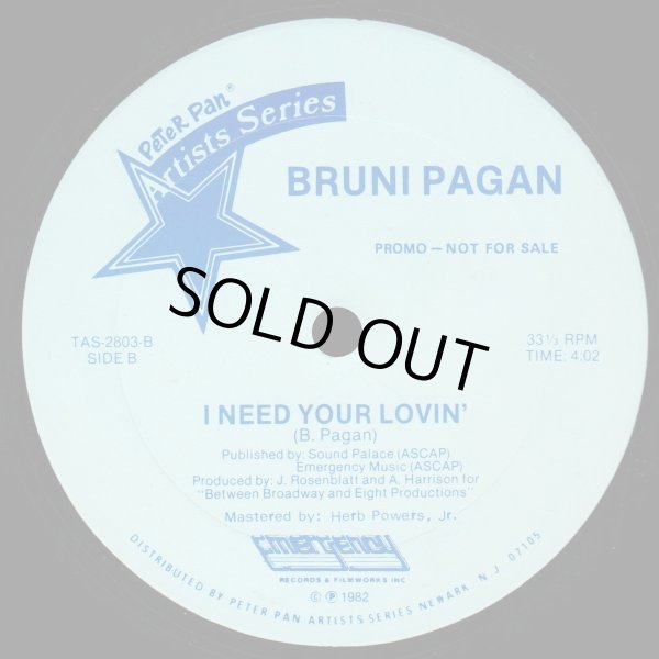 画像2: Bruni Pagan - Follow Me/I Need Your Lovin' 12" 