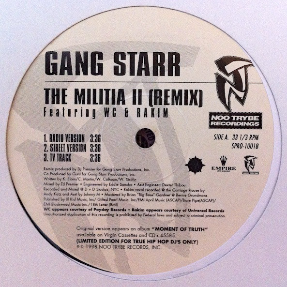 Gang Starr - The Militia II (Remix)/The Militia (Soul Brother Remix) 12