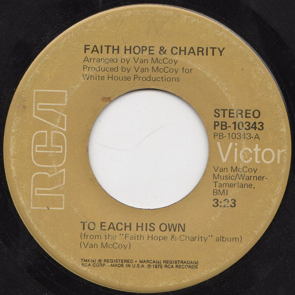 画像1: Faith Hope & Charity - To Each His Own/Find A Way  7"